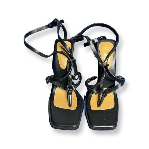 EGO - Black Leather Strappy Evening Shoes - Picture 1 of 8